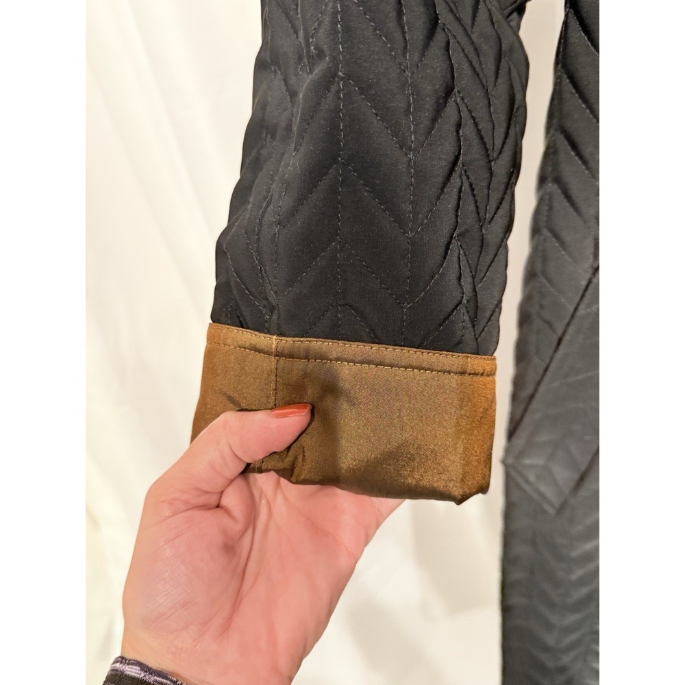 J GALLERY Reversible Jacket BLACK/BRONZE METALLIC Quilted Trench Rain XS NWT - Picture 4 of 12